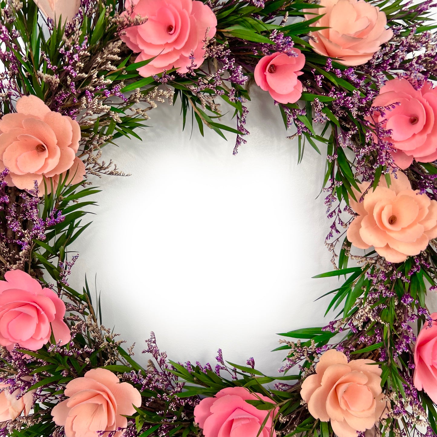 closeup look of the spring summer vibrant color preserved floral wreath