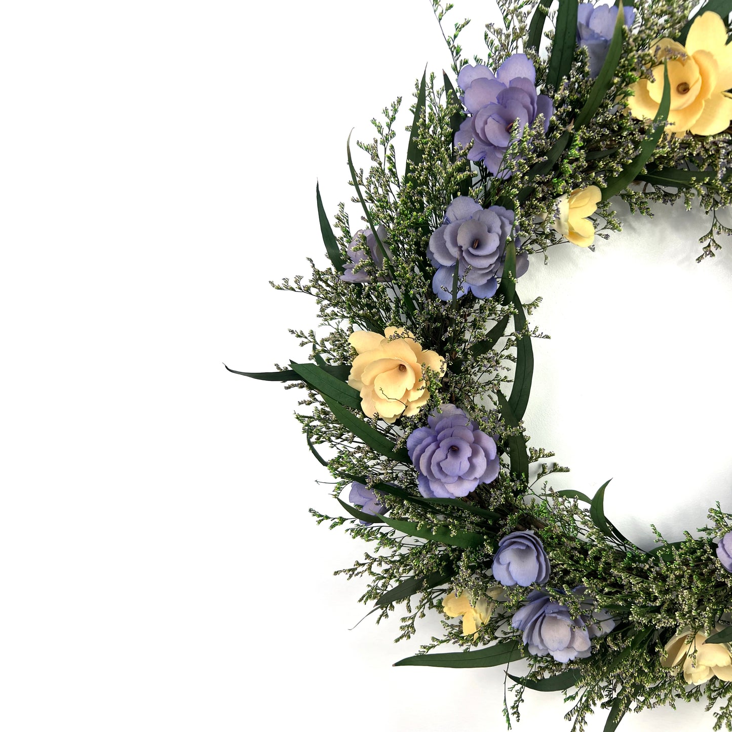 left side of the preserved colorful wreath for spring or summer celebrations