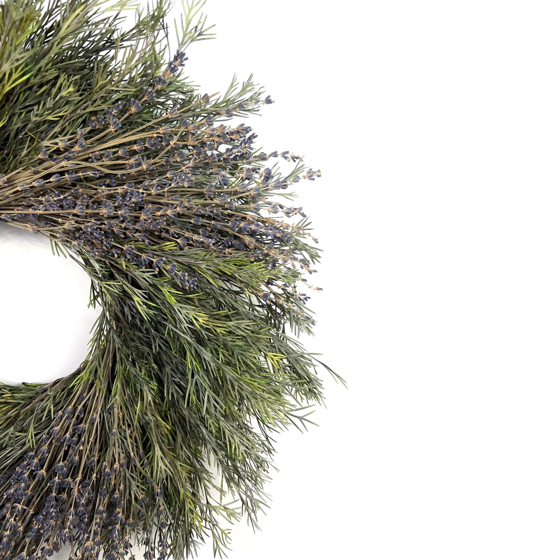right side of the preserved boho lavender wreath for farmhouse decor