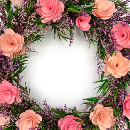 closeup look of the spring summer vibrant color preserved floral wreath